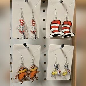 4 Pairs - Acrylic Cut Printed Earrings
